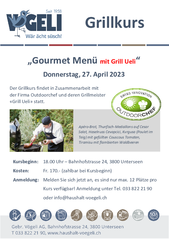 Grillkurs 2023 mit Grill Ueli